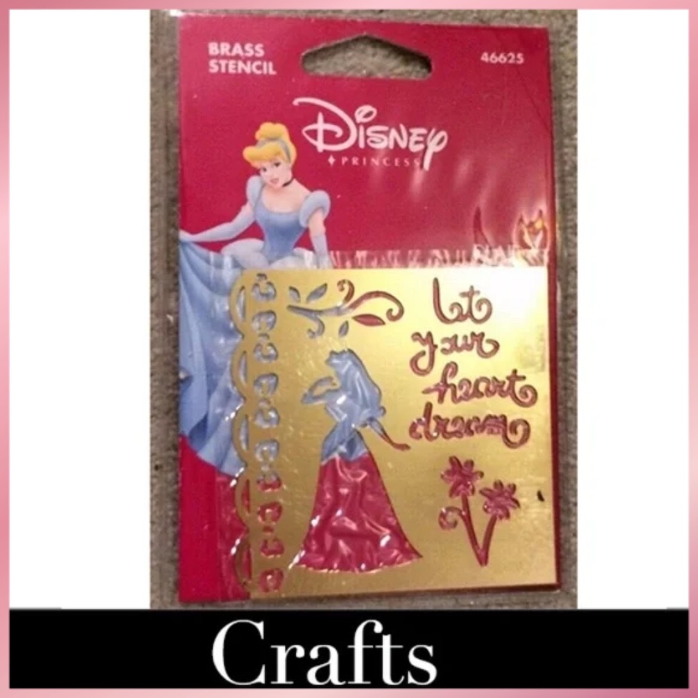 Disney Princess Brass 3" x 3" Brass Stencil - New and sealed - by Plaid # 46625